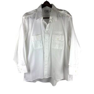 Flying Pilot Aviator MH Long Sleeve White Button down shirt, Men's 19, 32/33,